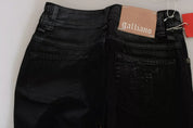 John Galliano Black Washed High Waist Flared Denim Casual Pants Jeans