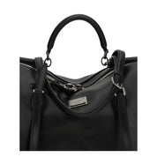 Dolce & Gabbana Black Calf Leather Bos Taurus Handbag
