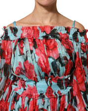 Dolce & Gabbana Multicolor Romantic Floral Silk Chiffon Dress