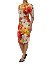 Dolce & Gabbana Multicolor Floral Print Viscose Sheath Dress