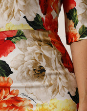Dolce & Gabbana Multicolor Floral Print Viscose Sheath Dress