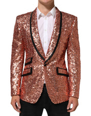 Dolce & Gabbana Pink Sequin SICILIA 1 Button Men Suit Blazer