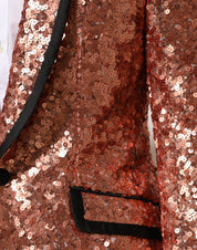 Dolce & Gabbana Pink Sequin SICILIA 1 Button Men Suit Blazer