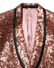 Dolce & Gabbana Pink Sequin SICILIA 1 Button Men Suit Blazer