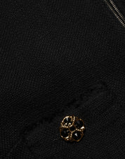 Dolce & Gabbana Black Cotton Full Zip Cropped Coat Jacket