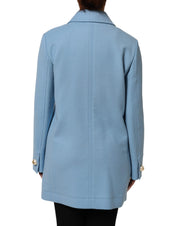 Dolce & Gabbana Blue Buttoned Down Trench Coat Jacket