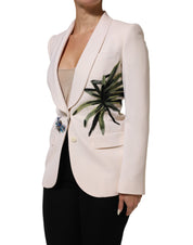 Dolce & Gabbana Beige Embroidered Single Breasted Jacket