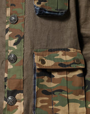 Dolce & Gabbana Brown Camouflage Linen Button Down Jacket