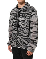 Dolce & Gabbana Gray Camouflage Hooded Sweatshirt Jacket