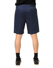 Dolce & Gabbana Blue Cotton Stretch Mid Waist Bermuda Shorts