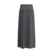 Brunello Cucinelli Gray Polyester Long Skirt