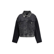 PINKO Gray Cotton Denim Jacket