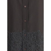 Fendi Brown Fleece Wool Pattern Shirt