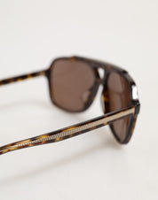 Dolce & Gabbana Dark Brown Tortoise Shell Pilot Frame Sunglasses