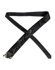 Dolce & Gabbana Black Safety Pins Silk Adjustable Necktie Accessory Tie
