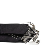 Dolce & Gabbana Black Safety Pins Silk Adjustable Necktie Accessory Tie