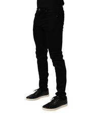 Dolce & Gabbana Black Cotton Stretch Slim Fit Men Denim Jeans