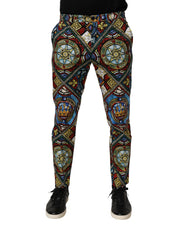Dolce & Gabbana Multicolor Stained Glass Window Style Print Men Pants