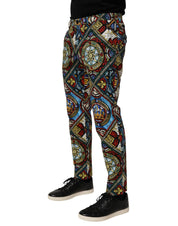 Dolce & Gabbana Multicolor Stained Glass Window Style Print Men Pants