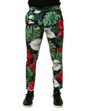 Dolce & Gabbana Multicolor Floral Print Cotton Tapered Pants