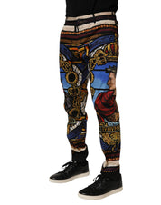 Dolce & Gabbana Multicolor Julias Ceasar Print Tapered Pants