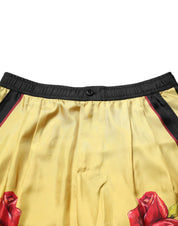 Dolce & Gabbana Yellow Floral Print Silk Men Bermuda Shorts