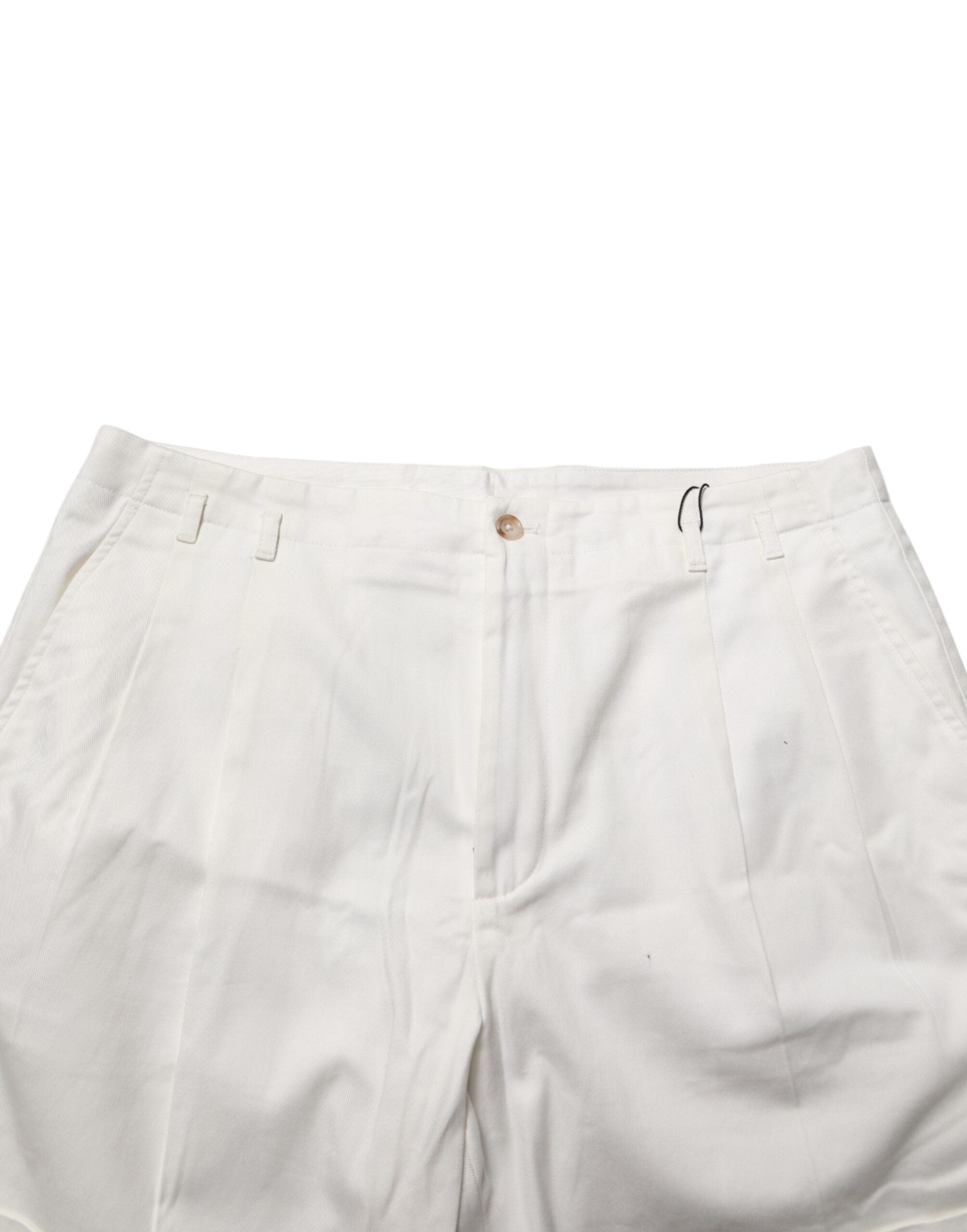 Dolce & Gabbana White Cotton Mid Waist Men Bermuda Shorts