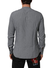 AGLINI Gray Polka Dot Cotton Button Down Long Sleeves Shirt