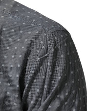 AGLINI Gray Polka Dot Cotton Button Down Long Sleeves Shirt