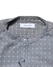 AGLINI Gray Polka Dot Cotton Button Down Long Sleeves Shirt