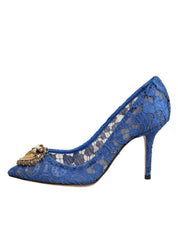 Dolce & Gabbana Blue Taormina Lace DEVOTION Pumps Shoes \