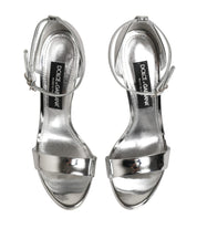 Dolce & Gabbana Silver Leather Platform Keira Sandals Shoes