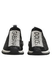 Dolce & Gabbana Black Silver Slip On Sorrento Sneakers Shoes