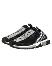 Dolce & Gabbana Black Silver Slip On Sorrento Sneakers Shoes