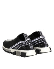 Dolce & Gabbana Black Silver Slip On Sorrento Sneakers Shoes