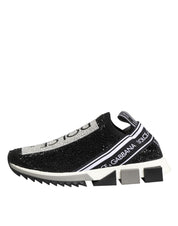 Dolce & Gabbana Black Silver Slip On Sorrento Sneakers Shoes