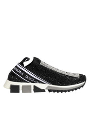 Dolce & Gabbana Black Silver Slip On Sorrento Sneakers Shoes