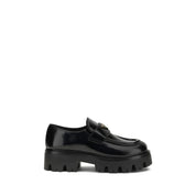Prada Black Calf Leather Bos Taurus Platform Loafers