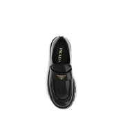 Prada Black Calf Leather Bos Taurus Platform Loafers