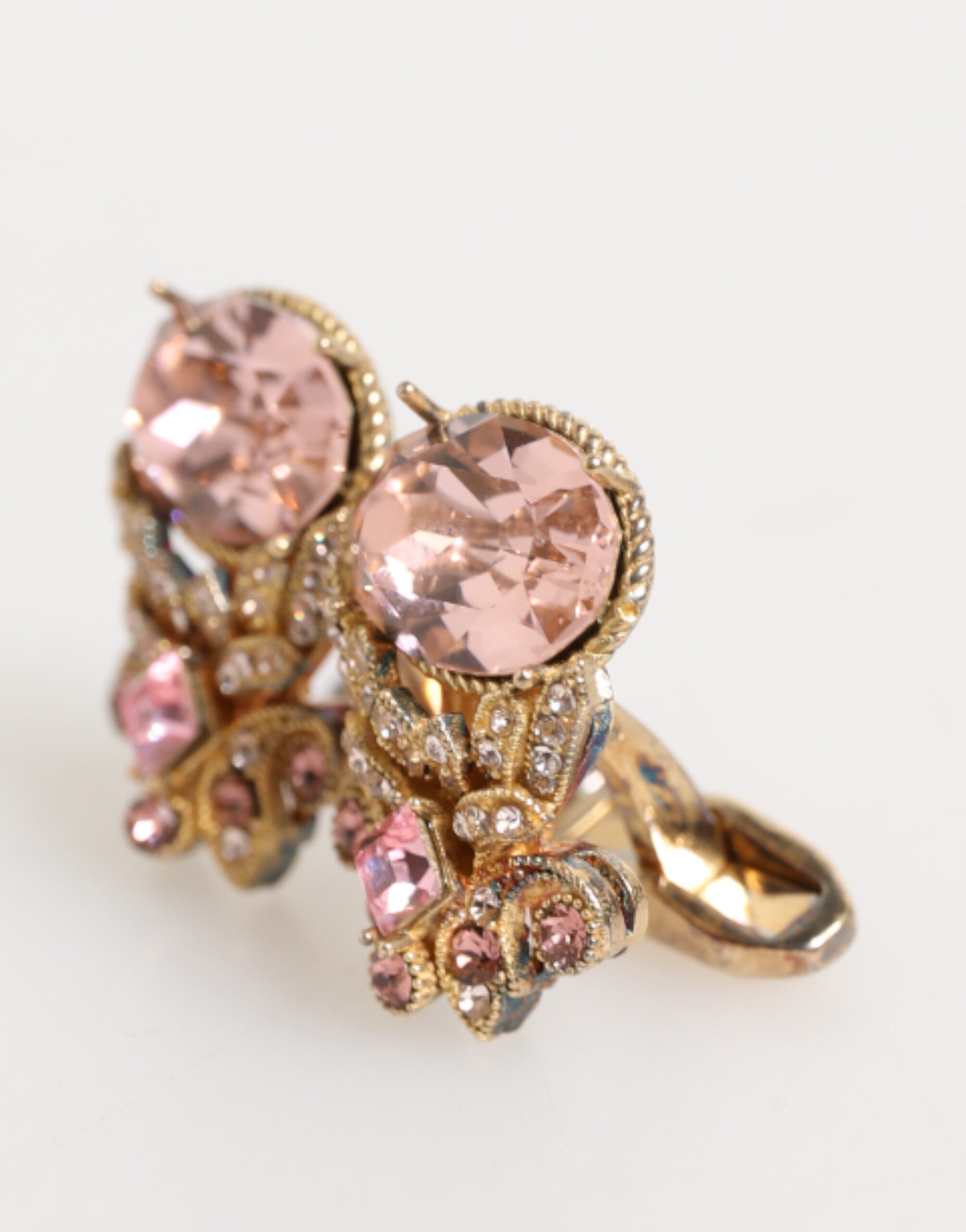 Dolce & Gabbana Gold Tone 925 Sterling Silver Crystal Accessory Cufflinks