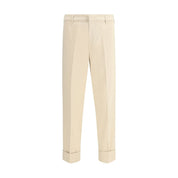 Cruna Beige Cotton Casual Pants