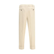 Cruna Beige Cotton Casual Pants