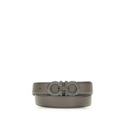 Ferragamo Gray Calf Leather Bos Taurus Belt