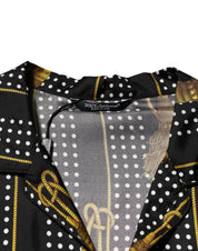 Dolce & Gabbana Black Dotted Tassel Silk Button Down Shirt