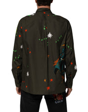 Dolce & Gabbana Brown Superhero Print Button Down Shirt