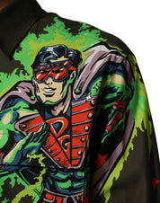 Dolce & Gabbana Brown Superhero Print Button Down Shirt
