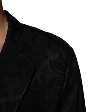 Dolce & Gabbana Black DG Logo Silk Men Long Sleeves Shirt