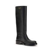 Prada Black Calf Leather Bos Taurus High Heel Boots