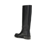 Prada Black Calf Leather Bos Taurus High Heel Boots