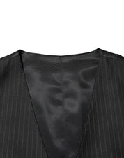 Dolce & Gabbana Black Wool Men Dress Formal Waistcoat Vest